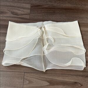 Ivory Chiffon Ruffle Bandeau with Rhinestone Accent
